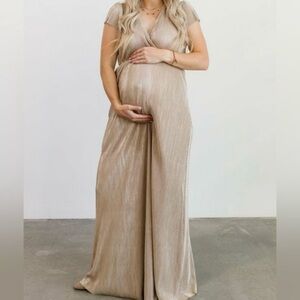 Baltic Born Gold Athena Pleated Maxi Dress